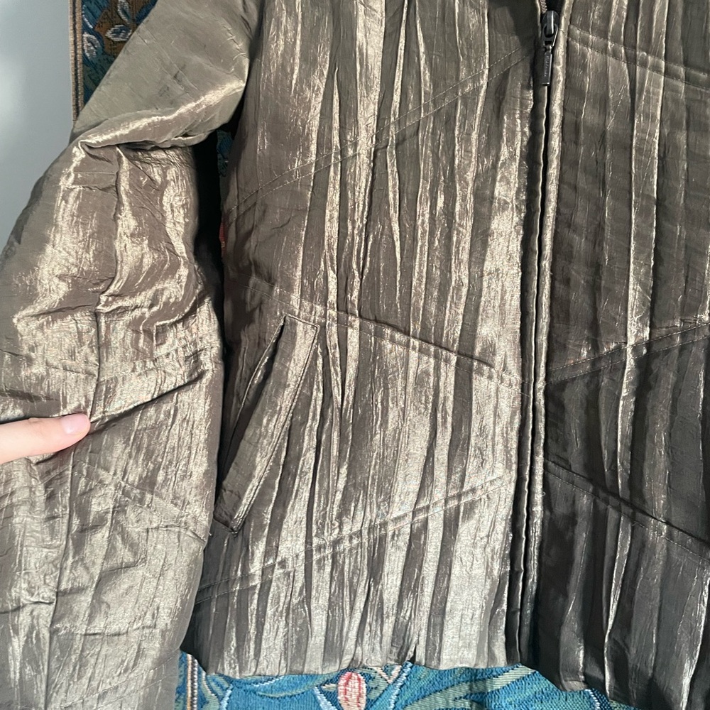 Stefanel beige Metallic Teddy Jacket with Fur Trim - Picture 5 of 12